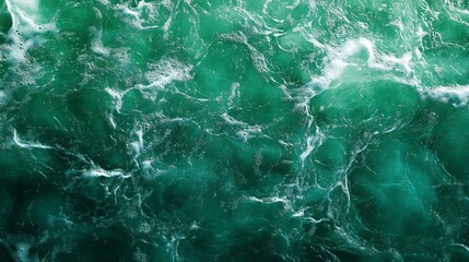 Obraz premium Transparent dark green clear water surface texture with ripples and splashes Abstract summer banner background Water waves with copy space top view Cosmetic moisturizer micellar toner : Generative AI