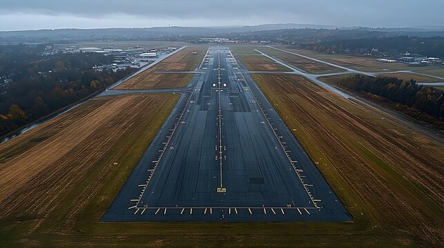 An aerial view of Doncaster Sheffield Airport as it sits closed in South Yorkshire UK : Generative AI