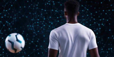 Soccer player, holographic training drills, real-time performance data, advanced AI coaching