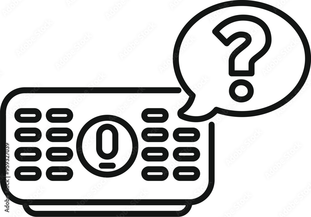 Poster voice control panel is having a question icon in a speech bubble, representing the concept of voice 