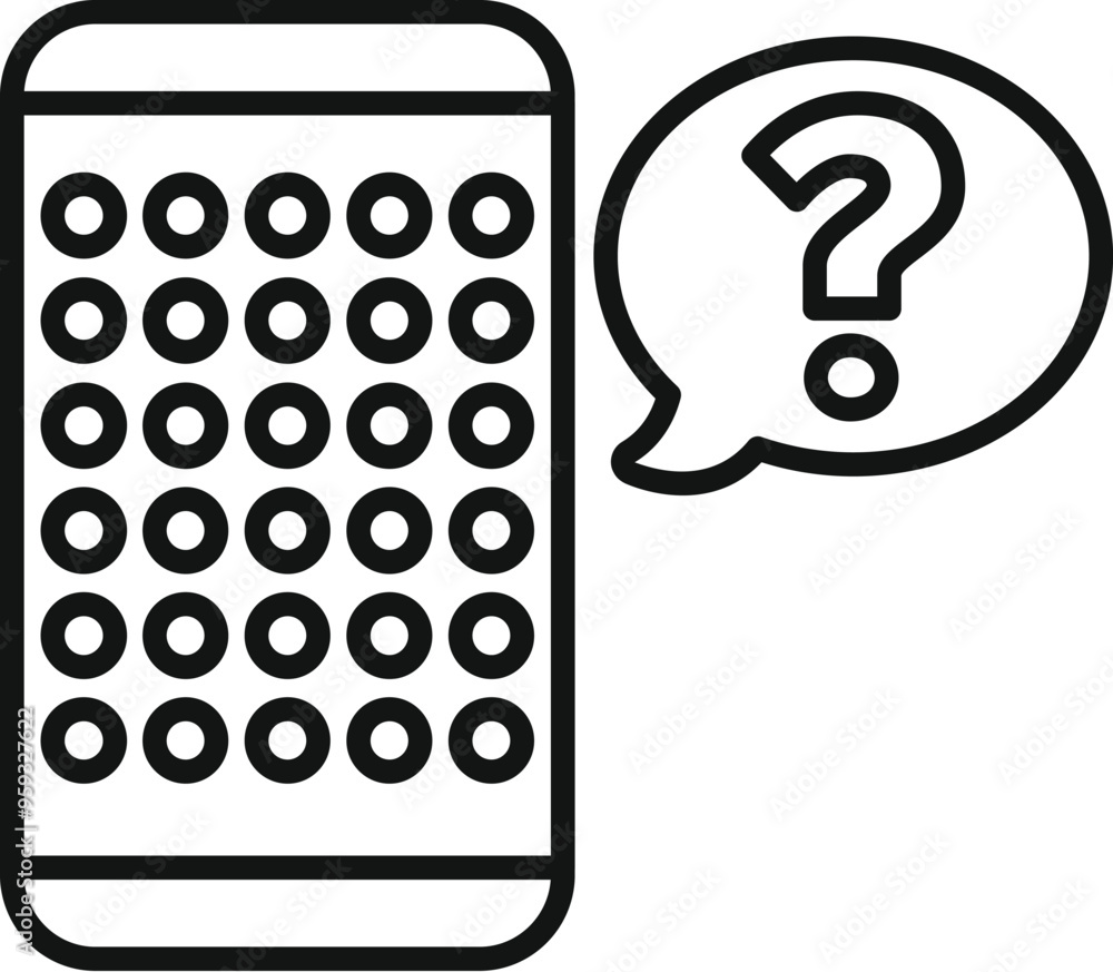 Poster line drawing of a smartphone having a conversation with a question mark in a speech bubble