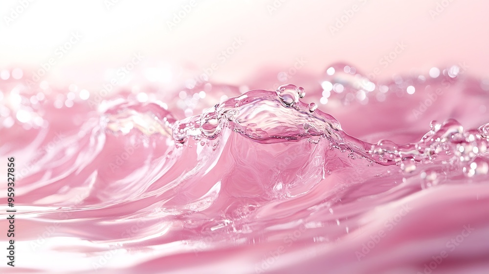 Poster abstract summer banner background transparent pink clear water surface texture with ripples splashes