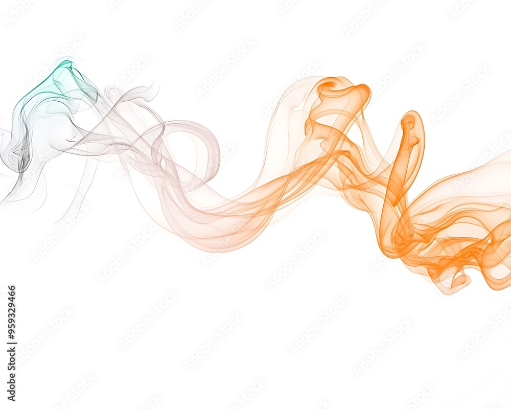Aufkleber apricot and sage smoke create simple trails on a white backdrop.