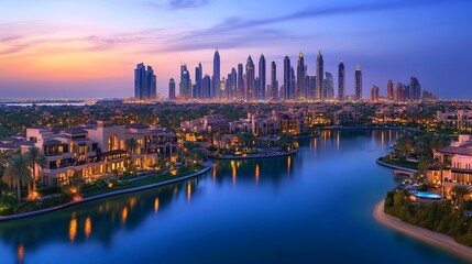 Naklejka premium Explore Dubai's luxury real estate market, where each property is designed to perfection, offering state-of-the-art amenities and prime locations.