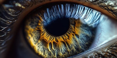 Close-up of an eye with a black pupil