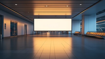 Obraz premium Blank advertising billboard at airportmockup poster media template ads display : Generative AI