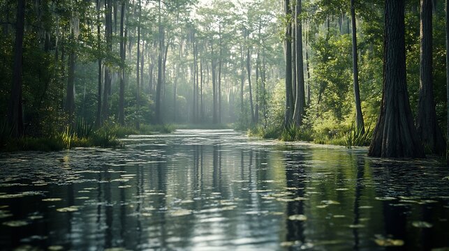 swamp landscape in the Okefenokee National Wildlife Refuge in Georgia : Generative AI