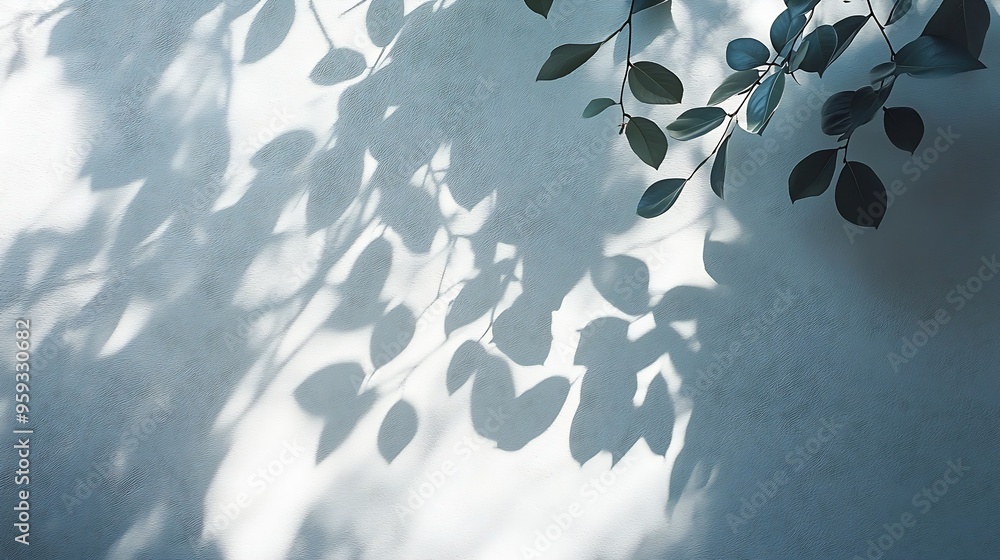 Leinwandbilder beautiful shadow from a window and tree leaves on a white wall simple minimalistic natural backgroun