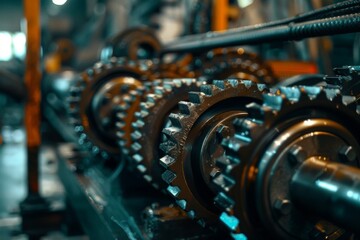 Cogwheels getting lubricated in industrial setting