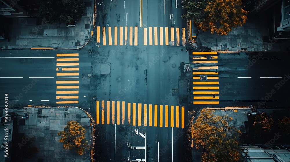 Poster empty street seen from above : generative ai
