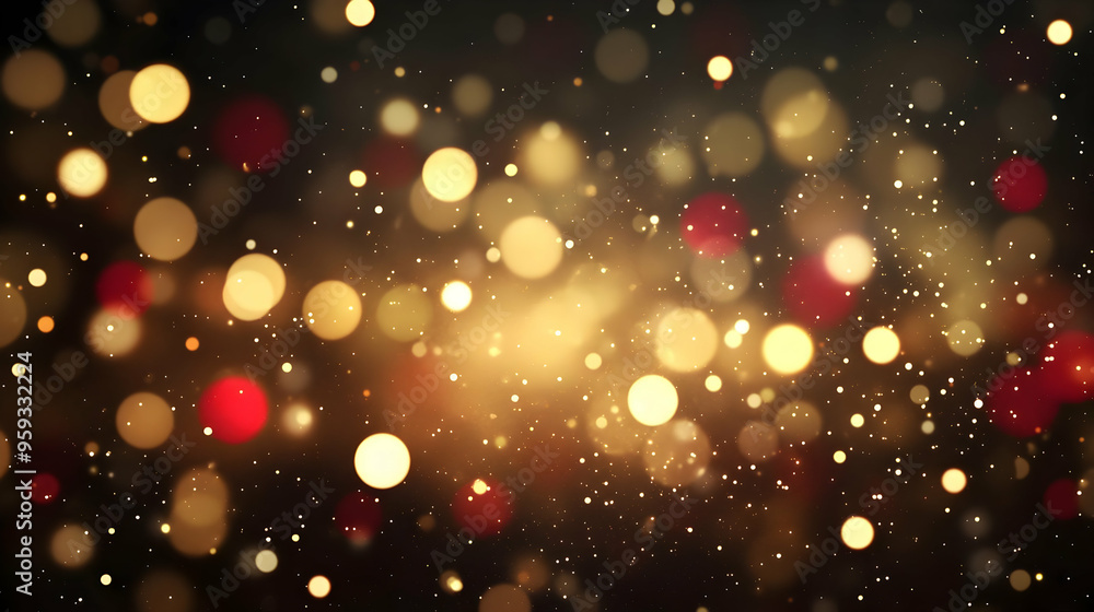 Poster abstract festive background with bokeh lights.