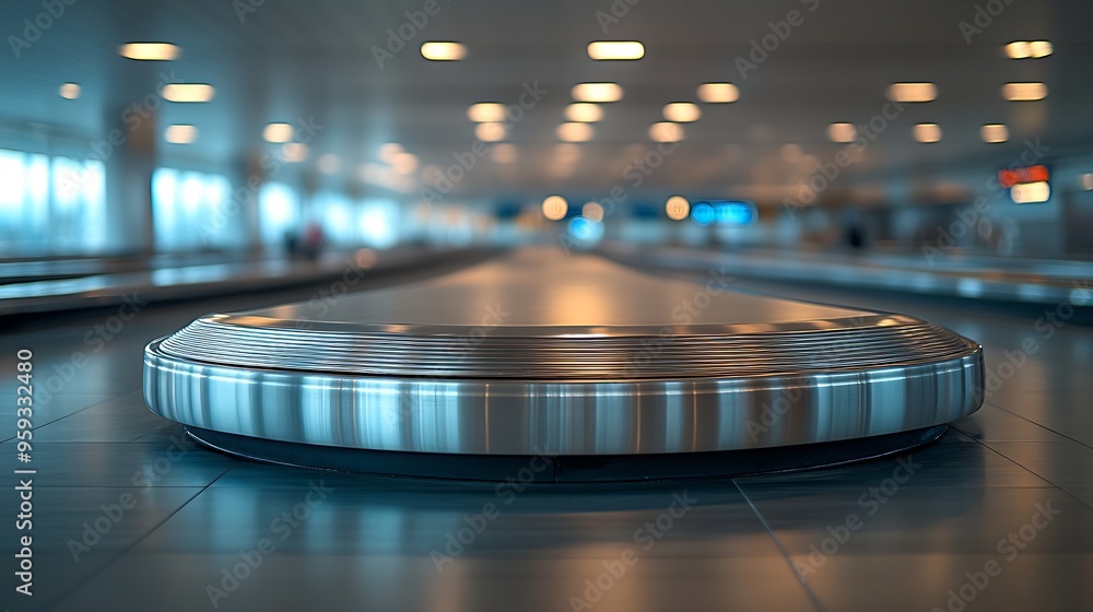 Poster empty baggage carousel in airport hall : generative ai
