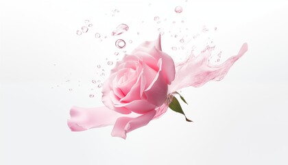 pink rose petals and water splash