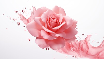 pink rose petals and water splash