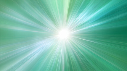 Abstract green and white light burst background.