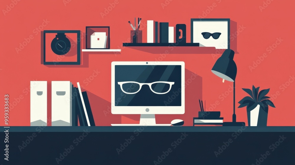 Poster minimalist flat design elements with clean geometric lines and solid colors