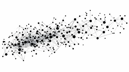 Abstract network of connected dots and lines on a white background.