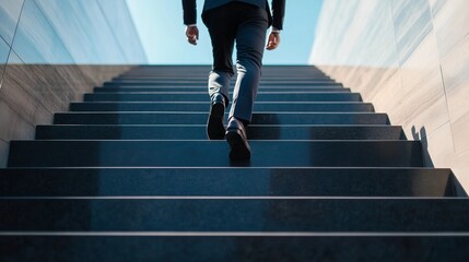 businessman walking on stairs
