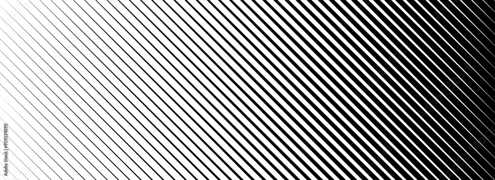 Poster slant line halftone gradation texture. fading diagonal stripe gradient background. black oblique pat