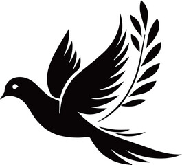 Silhouette of Dove with Olive Branch