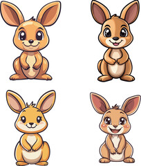 Cute Cartoon Bunnies with Big Ears