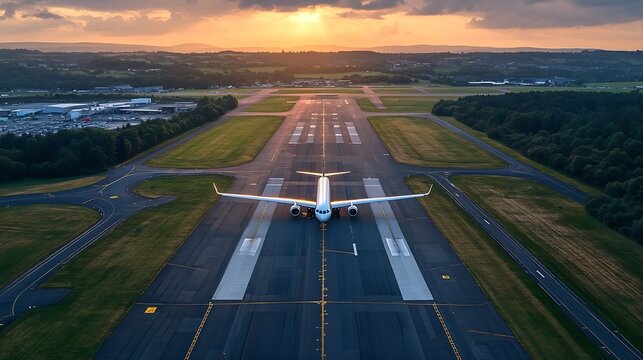 An aerial view of Doncaster Sheffield Airport as it sits closed in South Yorkshire UK : Generative AI