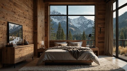 Minimalist Modern Bedroom in the Mountains