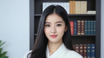 Fototapeta premium Successful Female Leader Standing in Corporate Environment