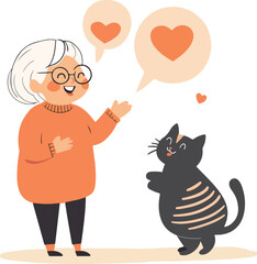 Woman and Cat Sharing Love