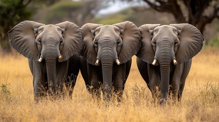 Fototapeta premium Elefants in Kenia Tanzania Safari : Generative AI