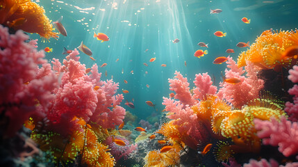 Underwater Coral Reef with Colorful Fish - Digital Illustration