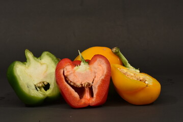 red yellow and green peppers