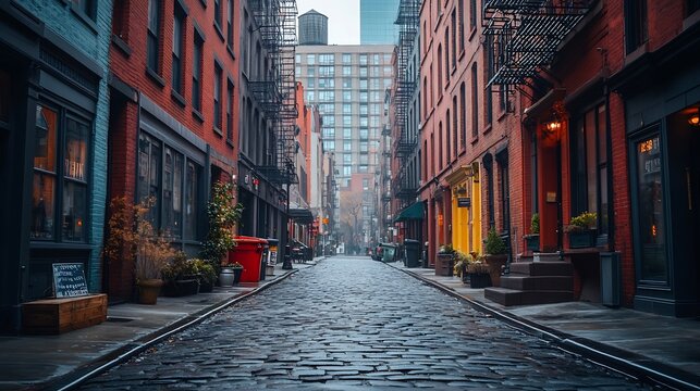 Alleys of Tribeca Neighborhood  Lower Manhattan New York City : Generative AI