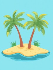 Tropical Island with Palm