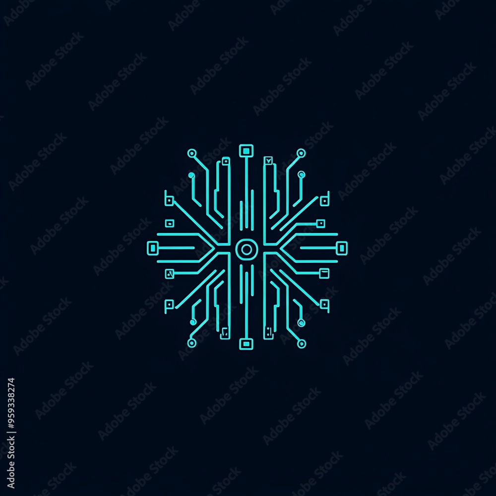 Poster abstract digital circuit board design with blue lines