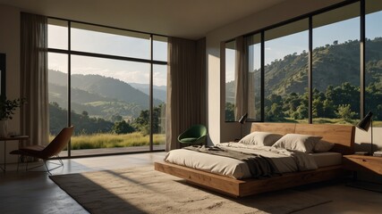 Minimalist Modern Bedroom on a Hillside