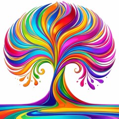 abstract swirling rainbow tree