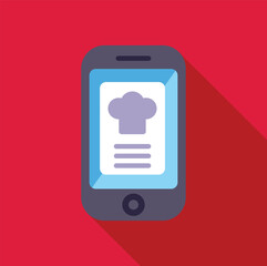 Smartphone displaying a chef hat icon is suggesting online food delivery services