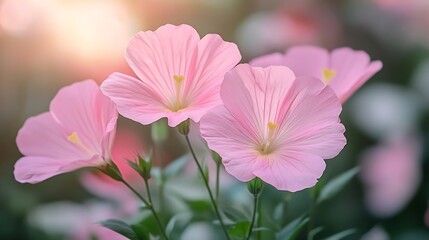 Sydney Australia pink flowers of a oenothera speciosa or evening primrose plant in the garden : Generative AI