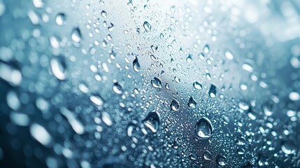 Water drops hitting a frosted glass surface from above, with subtle ripples and soft light diffusion