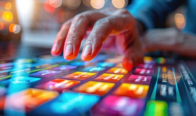 Fototapeta premium Digital Marketing Businessman Using Modern Interface for Online Payments