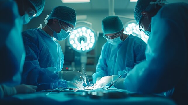 A team of doctor or surgeon did surgery inside operating room in hospitalPeople holding medical equipment or surgical tool in keyhole endoscopic surgeryMinimal invasive joint arthrosco : Generative AI