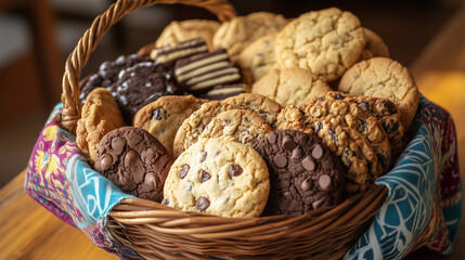 A Basket Filled With a Variety of Freshly Baked Cookies