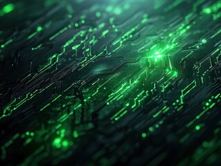Obraz premium Abstract Digital Circuitry A Futuristic Representation of Data Flow and Connectivity Through Binary Code in Motion High-Tech, Advanced Technology, Data Visualization, Network, Technology, Digital