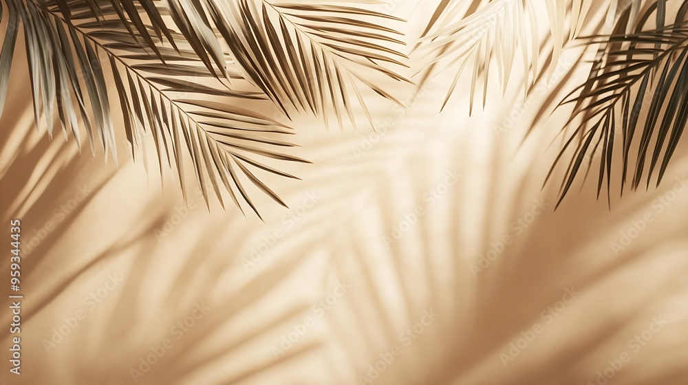 Fototapete tropical leaf shadow blank background composition for product presentation the background is beige s