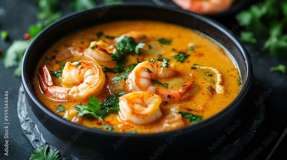 Aufkleber icelandic fish soup with shrimps and curry : generative ai
