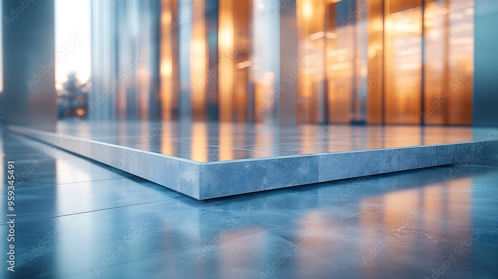 Leinwandbilder empty square platform and commercial building background : generative ai
