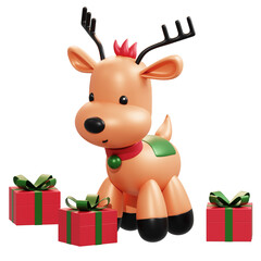 christmas reindeer with gift