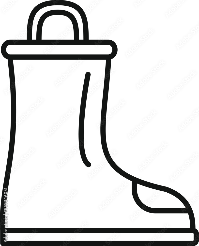 Poster simple vector of rubber boots for working on farmland icon for any web design in line style