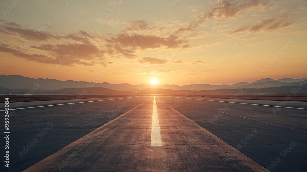 Poster empty runway background with sun light : Generative AI